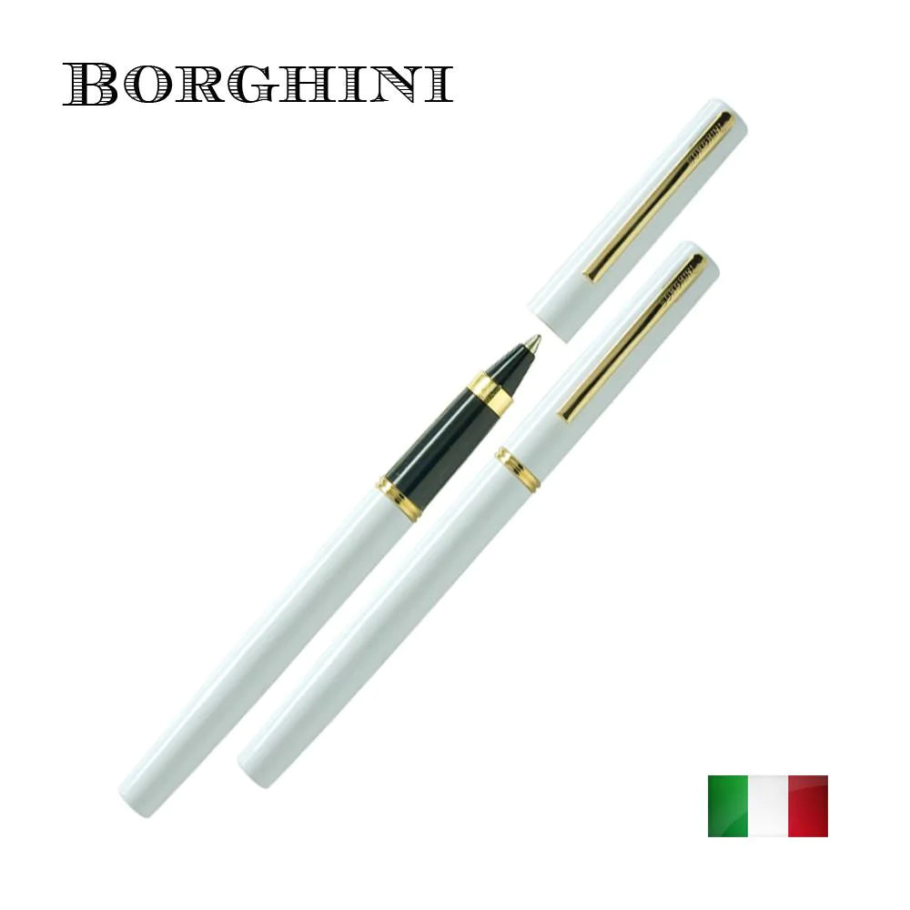 Borghini Classico Parlak Beyaz Kapaklı Tükenmez Kalem