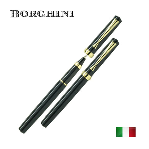 Borghini Favio Parlak Siyah Kapaklı Tükenmez Kalem